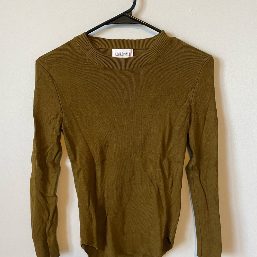 Olive Green Crew Neck Sweater